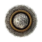 Antiker Silber und Gold Rope-Concho mit Blume - 1 ¾  Zoll